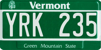 VT license plate YRK235