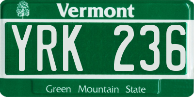 VT license plate YRK236