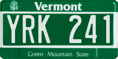 VT license plate YRK241