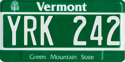 VT license plate YRK242