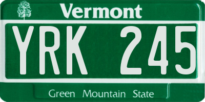 VT license plate YRK245