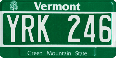 VT license plate YRK246