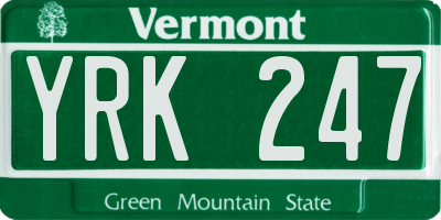 VT license plate YRK247
