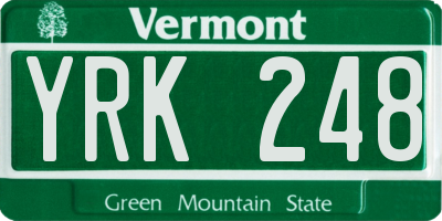 VT license plate YRK248