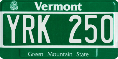 VT license plate YRK250