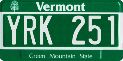 VT license plate YRK251