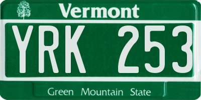 VT license plate YRK253