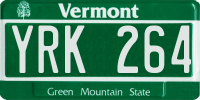 VT license plate YRK264
