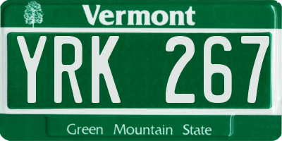 VT license plate YRK267