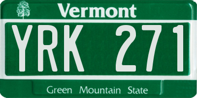 VT license plate YRK271