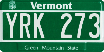 VT license plate YRK273