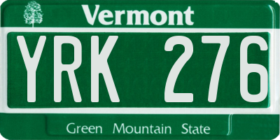VT license plate YRK276