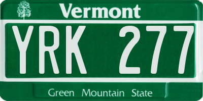 VT license plate YRK277
