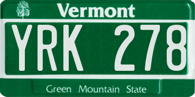 VT license plate YRK278