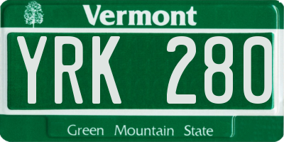 VT license plate YRK280
