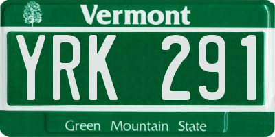 VT license plate YRK291
