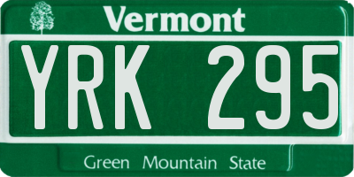 VT license plate YRK295