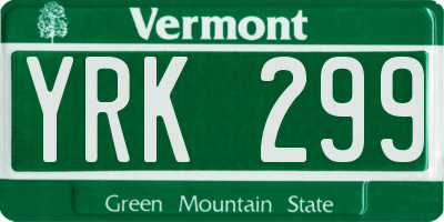 VT license plate YRK299