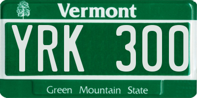 VT license plate YRK300