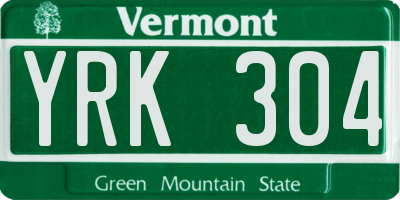 VT license plate YRK304