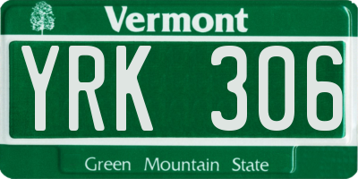 VT license plate YRK306