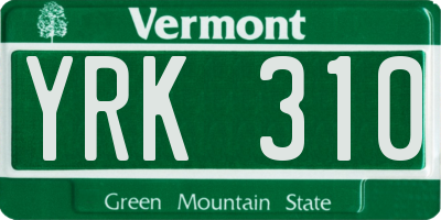 VT license plate YRK310