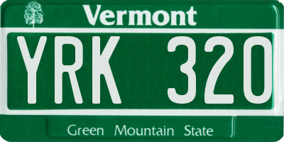 VT license plate YRK320