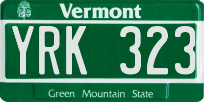 VT license plate YRK323