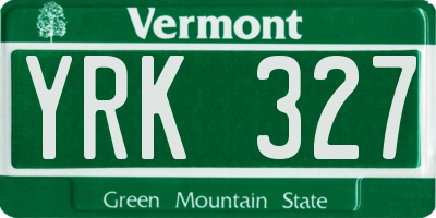 VT license plate YRK327