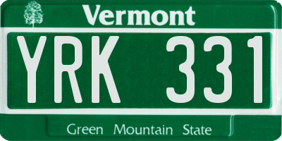 VT license plate YRK331
