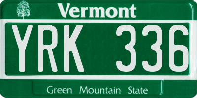 VT license plate YRK336