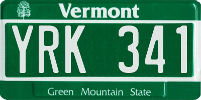 VT license plate YRK341