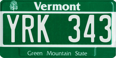 VT license plate YRK343