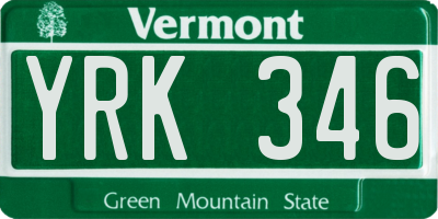 VT license plate YRK346