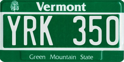 VT license plate YRK350