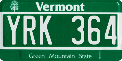 VT license plate YRK364