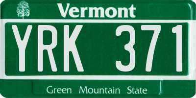 VT license plate YRK371