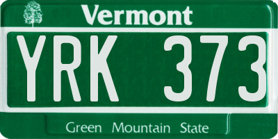 VT license plate YRK373