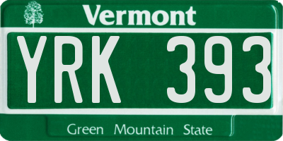 VT license plate YRK393