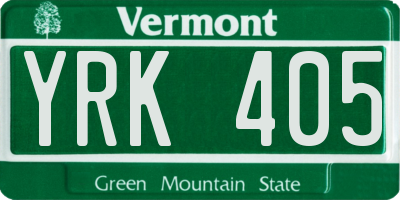 VT license plate YRK405