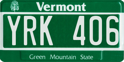 VT license plate YRK406
