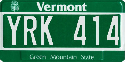 VT license plate YRK414