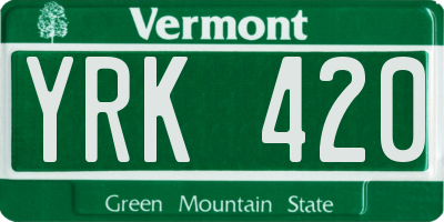 VT license plate YRK420