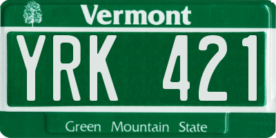 VT license plate YRK421
