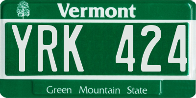VT license plate YRK424