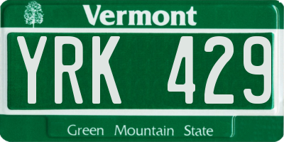 VT license plate YRK429