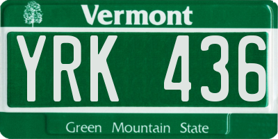 VT license plate YRK436
