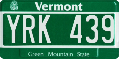 VT license plate YRK439