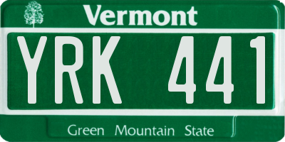 VT license plate YRK441