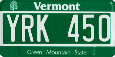 VT license plate YRK450